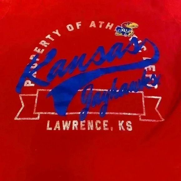 Kansas Jayhawks Women’s Russell Athletic Logo shirt Size Small color Red - Picture 2 of 5